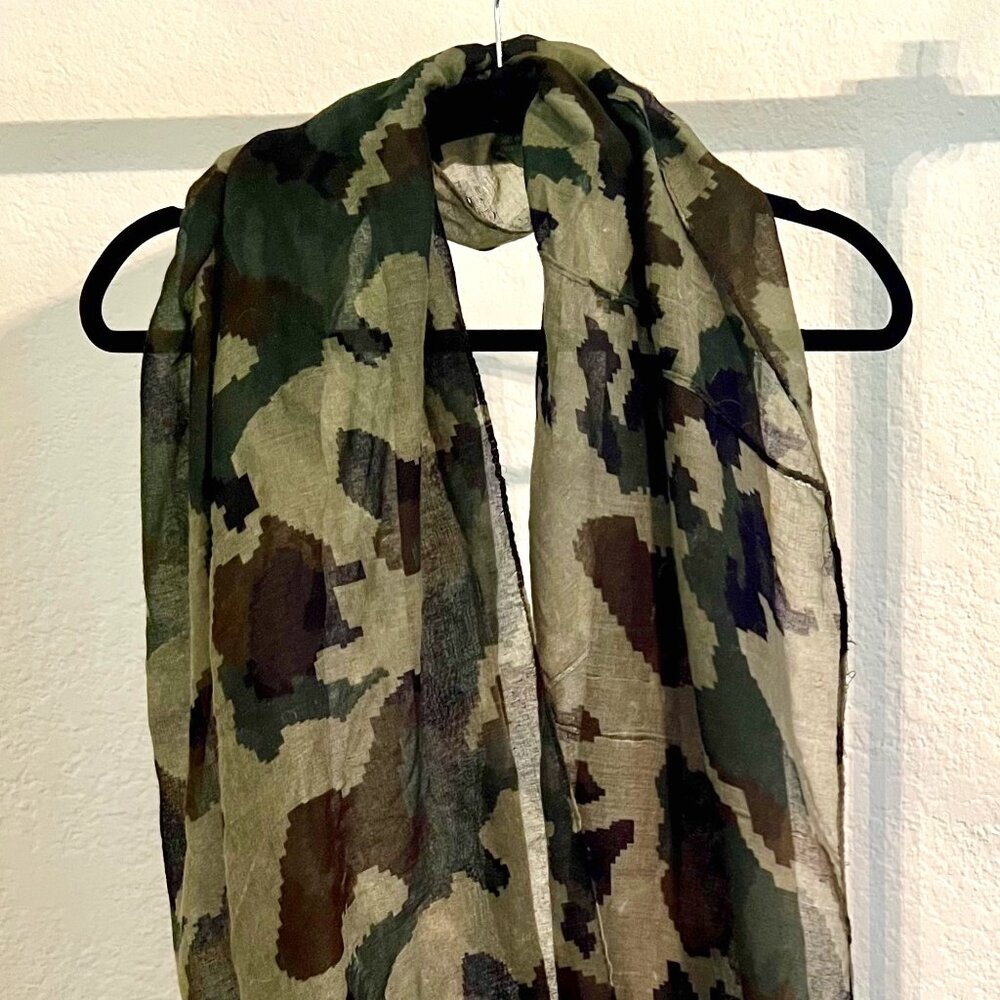 Camouflage sheer infinity scarf